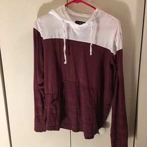Hooded two-tone Long sleeve shirt